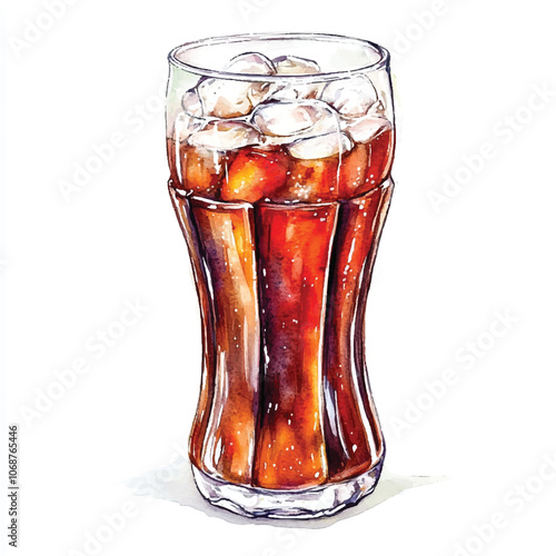 Coke drink watercolor clipart illustration