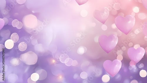 Purple Hearts with Bokeh Effect: Beautiful and Delicate Background for Valentine's Day