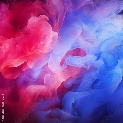 red and blue smoke, fog or mist on dark background. Special effect composition.