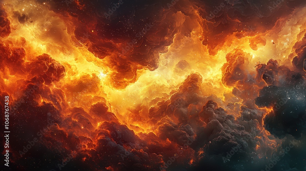 Obraz premium Fiery clouds in space