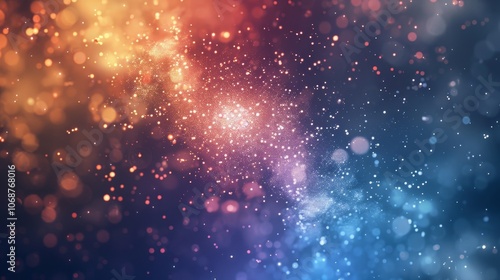Abstract colorful lights bokeh background with orange and blue. Colorful abstract blurry background with bokeh lights and a magical glow effect.