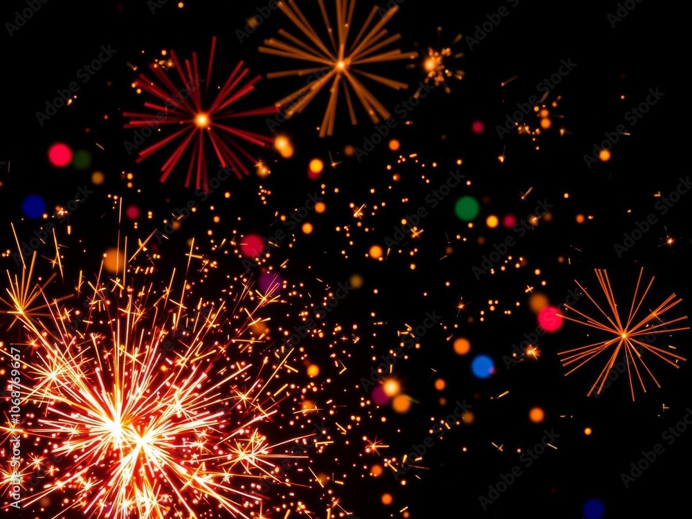 Fototapeta premium Vibrant festive background with champagne bottle exploding in celebration for New Year's Eve party, festive, sparkling, vibrant