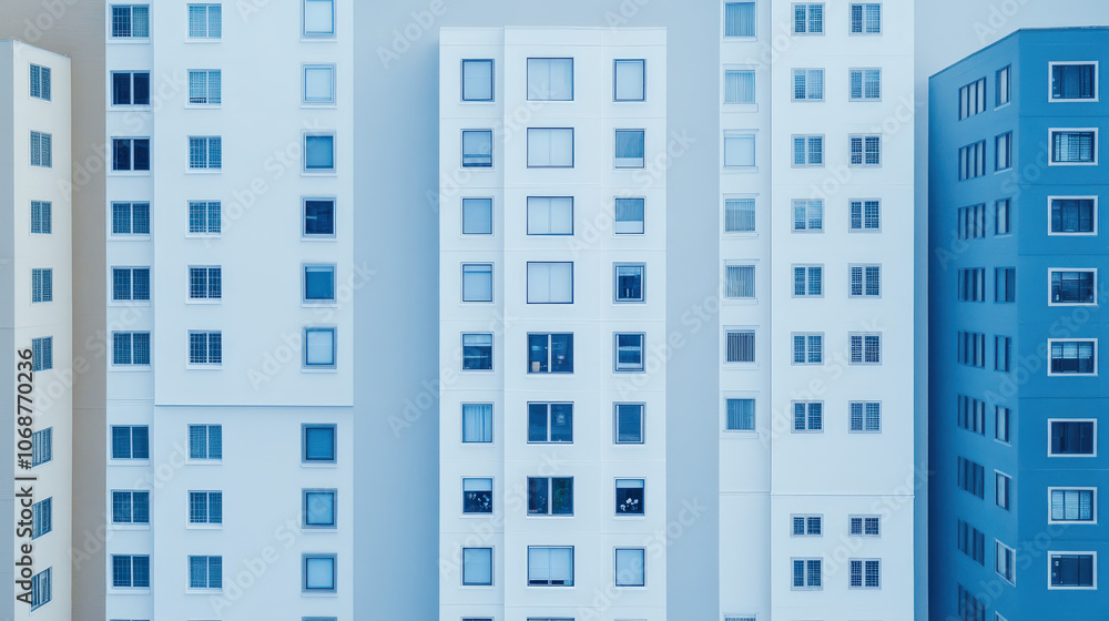 A modern city apartment building with glass windows and a sleek facade A modern city apartment building with glass windows and a sleek facade