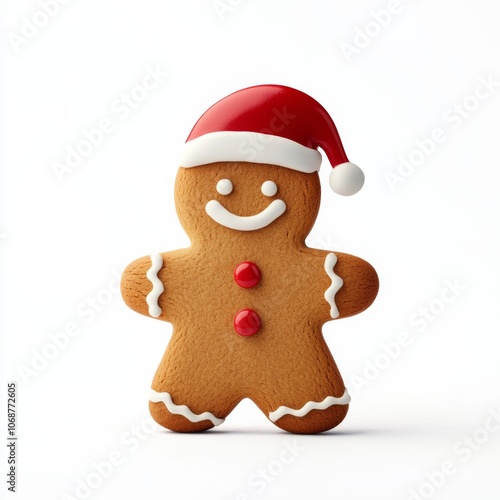 gingerbread man with christmas santa claus hat