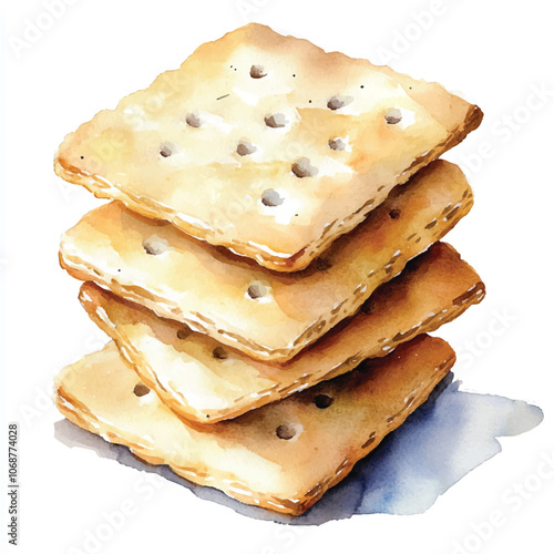 Crackers watercolor clipart illustration