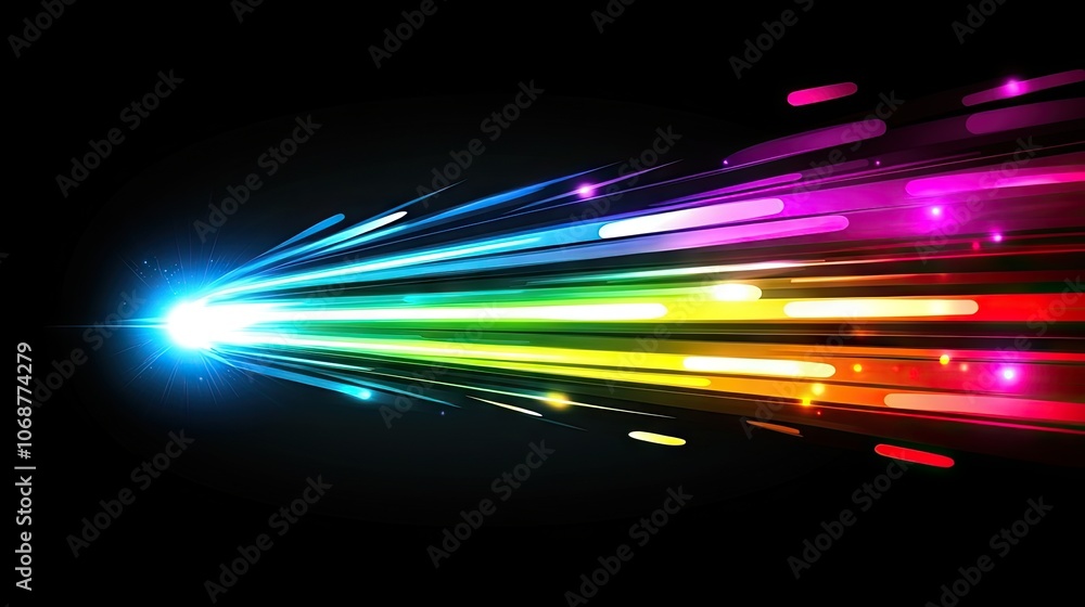 Colorful Light Rays on Black Background Colorful Light Rays on Black Background