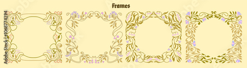 Art Nouveau floral frames. Decorative element. Vector.