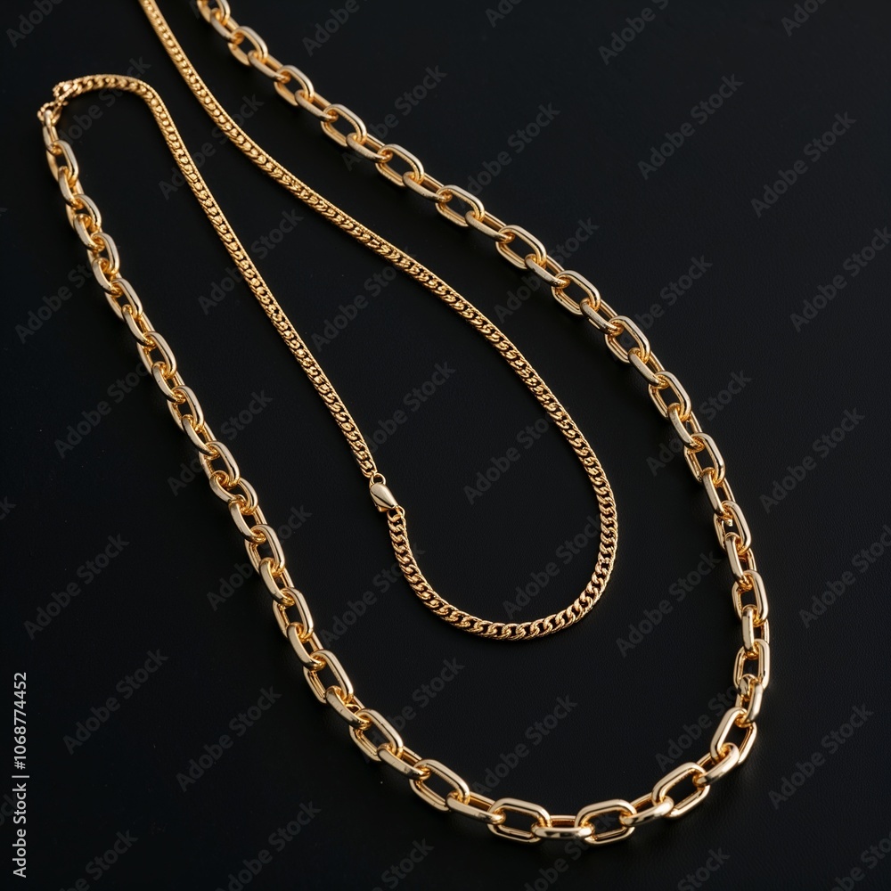 gold Rolo chain elegant and timeless on plain black dark background gold Rolo chain elegant and timeless on plain black dark background