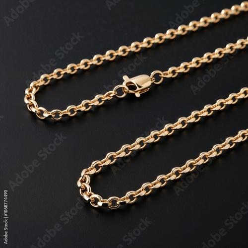  gold Rolo chain elegant and timeless on plain black dark background