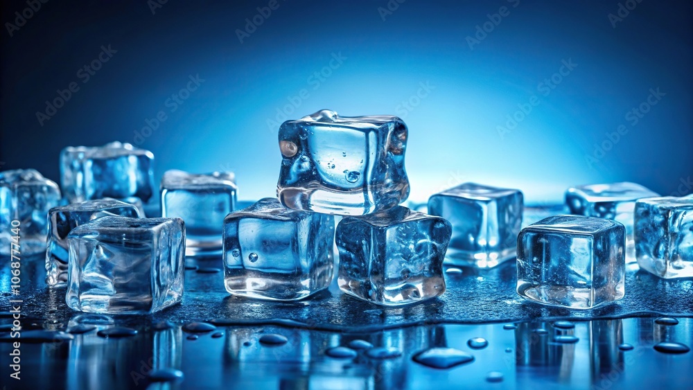 Abstract ice and water shapes on blue background Abstract ice and water shapes on blue background