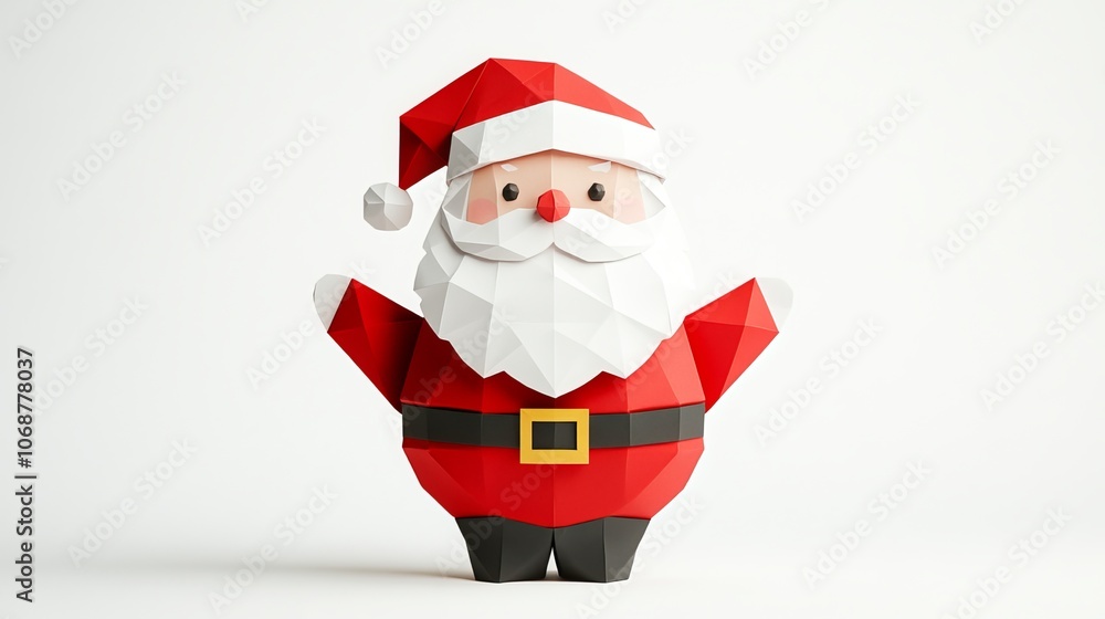 Origami concept of Santa Claus isolated on white for Christmas design. Paper art of Saint Nick or Kris Kringle for December winter holiday. Origami concept of Santa Claus isolated on white for Christmas design. Paper art of Saint Nick or Kris Kringle for December winter holiday.