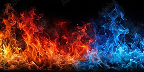 Abstract image of red, blue, and orange flames