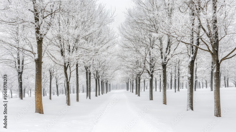 Serene Winter Landscape with Snow-Covered Trees Serene Winter Landscape with Snow-Covered Trees