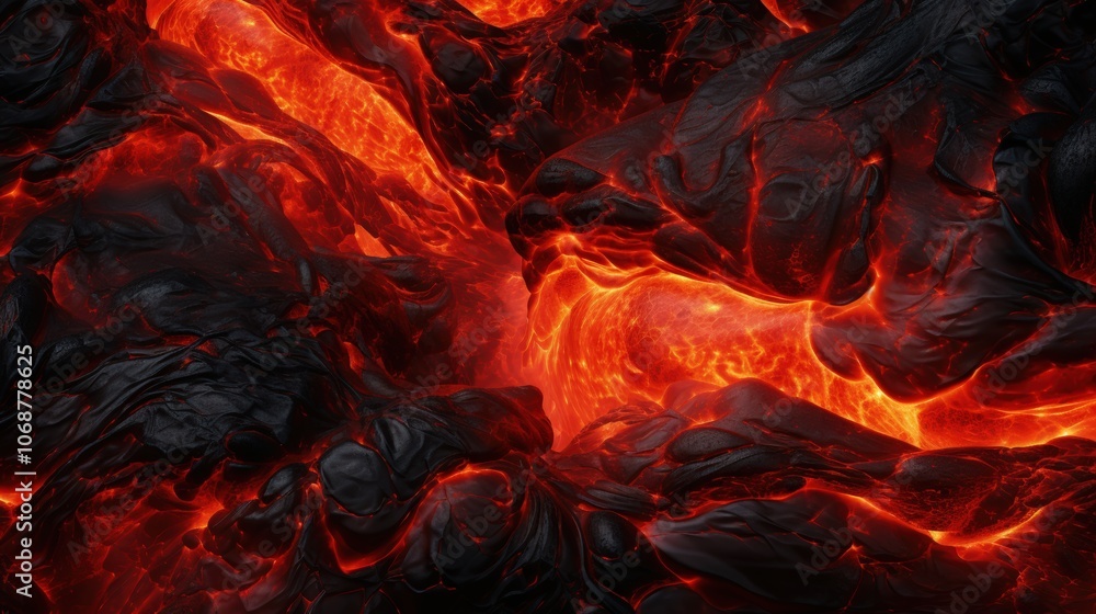Molten rock flows Molten rock flows