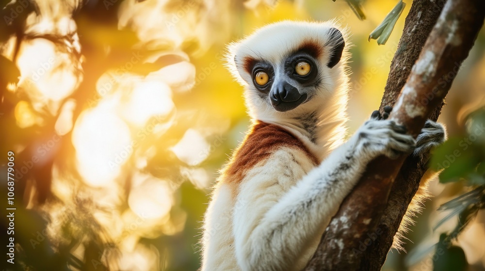 Fototapeta premium Golden Sunset Lemur