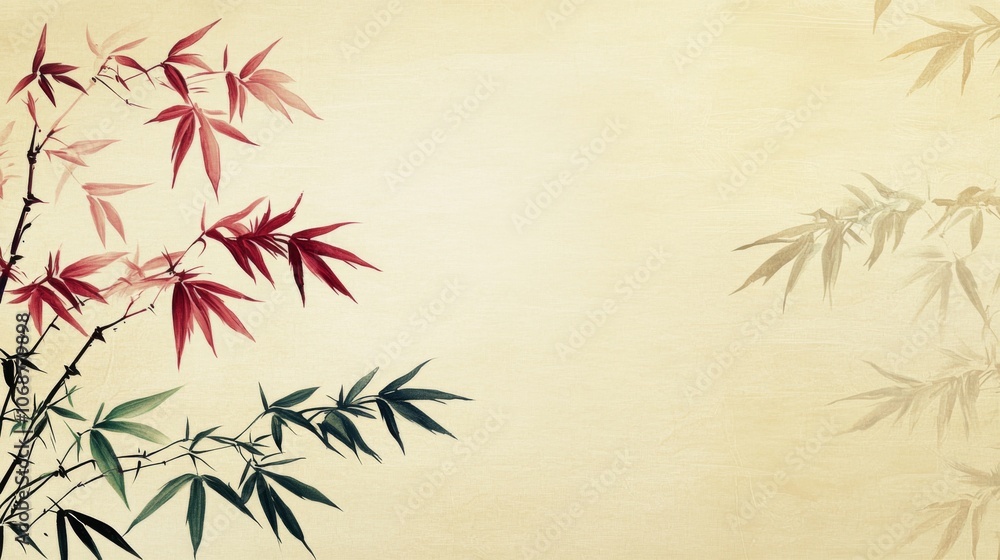 A painting of a tree with red leaves and a white background A painting of a tree with red leaves and a white background