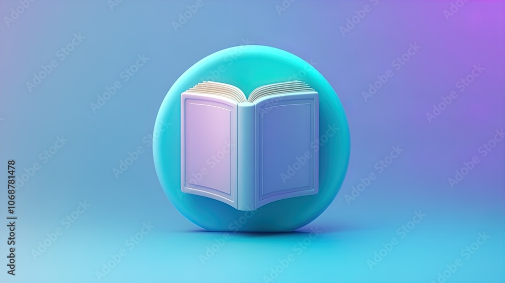 Captivating 3D Book Icon in a Soothing Teal to Lavender Gradient: Perfect for Educational Posters or Literary Corner Decor Captivating 3D Book Icon in a Soothing Teal to Lavender Gradient: Perfect for Educational Posters or Literary Corner Decor
