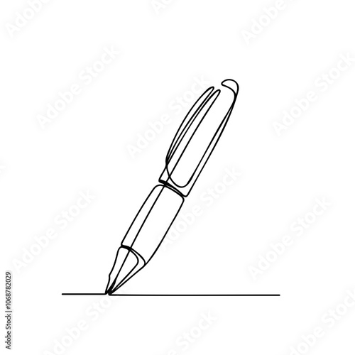 Minimalistic line drawing of a ballpoint pen