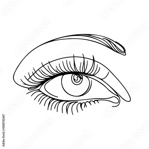 Minimalistic line drawing of an eye with lashes