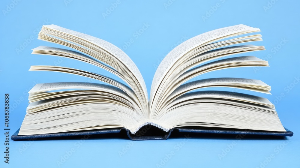 Open Book on Blue Background Displaying Pages Open Book on Blue Background Displaying Pages