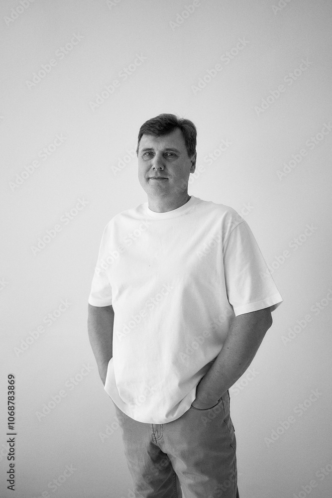 portrait of a middle-aged man on a white background portrait of a middle-aged man on a white background