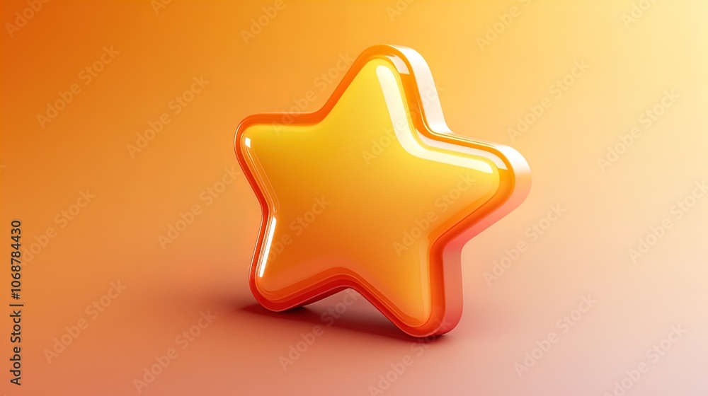 Dynamic 3D Star Icon on Gradient Background: Perfect for Sport Interior Posters with Glossy Yellow and Orange Shades to Elevate Your Space! Dynamic 3D Star Icon on Gradient Background: Perfect for Sport Interior Posters with Glossy Yellow and Orange Shades to Elevate Your Space!