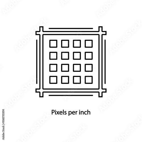 Pixels per inch icon from technology outline collection. Thin line pixels per inch icon isolated on white background.