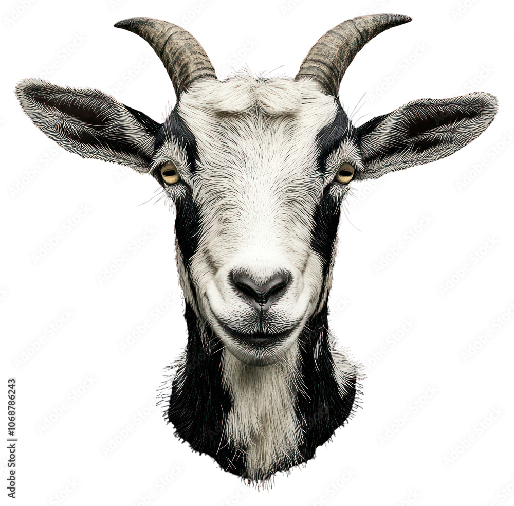 PNG An isolated black and white real goat background animal black background.