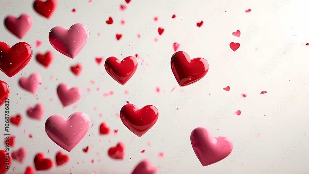 Classic Valentine's Day Background with Red and Pink Hearts on White Background: Timeless Romantic Design Classic Valentine's Day Background with Red and Pink Hearts on White Background: Timeless Romantic Design