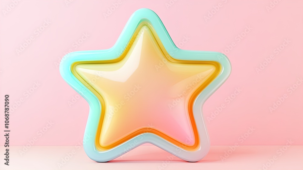 Customizable Glossy 3D Star Icon in Soft Pastel Colors: Perfect for Sports Interiors, Playrooms, or Inspirational Posters to Brighten Up Any Space! Customizable Glossy 3D Star Icon in Soft Pastel Colors: Perfect for Sports Interiors, Playrooms, or Inspirational Posters to Brighten Up Any Space!