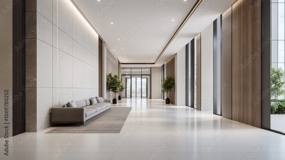Modern Interior Design Showcases Spacious and Elegant Lobby Modern Interior Design Showcases Spacious and Elegant Lobby