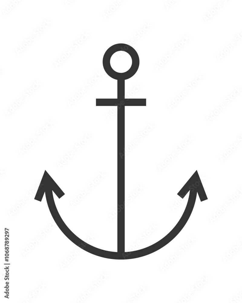 Anchor vector icon. Naval marine symbol. Sailing and maritime sign logo. Silhouette shape isolated on white background. Anchor vector icon. Naval marine symbol. Sailing and maritime sign logo. Silhouette shape isolated on white background.