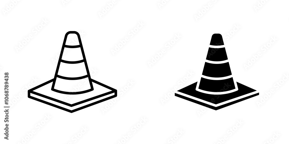 Road cone icon symbol collection on white background. Road cone icon symbol collection on white background.