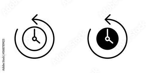 Rewind time icon symbol collection on white background.