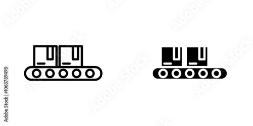 Conveyor belt icon symbol collection on white background.