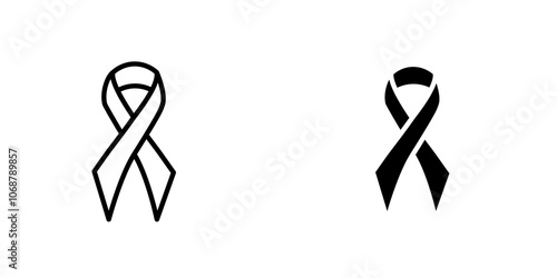 Cancer ribbon icon symbol collection on white background.