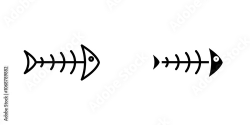 Fishbone icon symbol collection on white background.