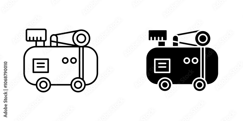 Air compressor icon symbol collection on white background. Air compressor icon symbol collection on white background.