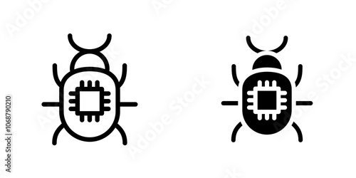 Computer bug icon symbol collection on white background.