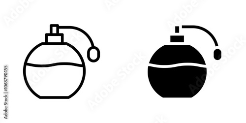 Perfume bottle icon symbol collection on white background.