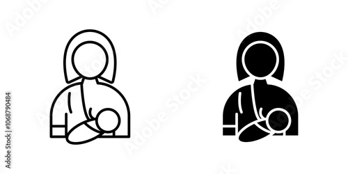 Breastfeeding icon symbol collection on white background.