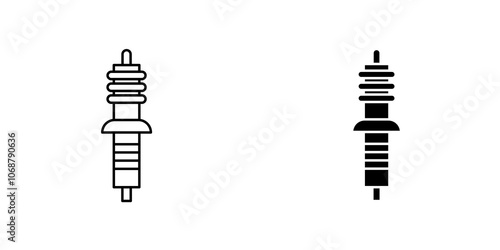 Spark plug icon symbol collection on white background.