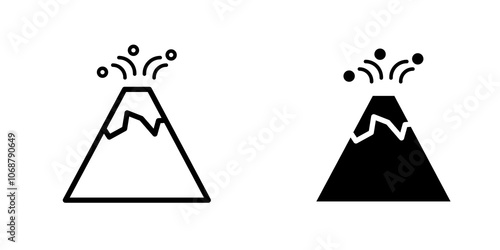 Volcano eruption icon symbol collection on white background.