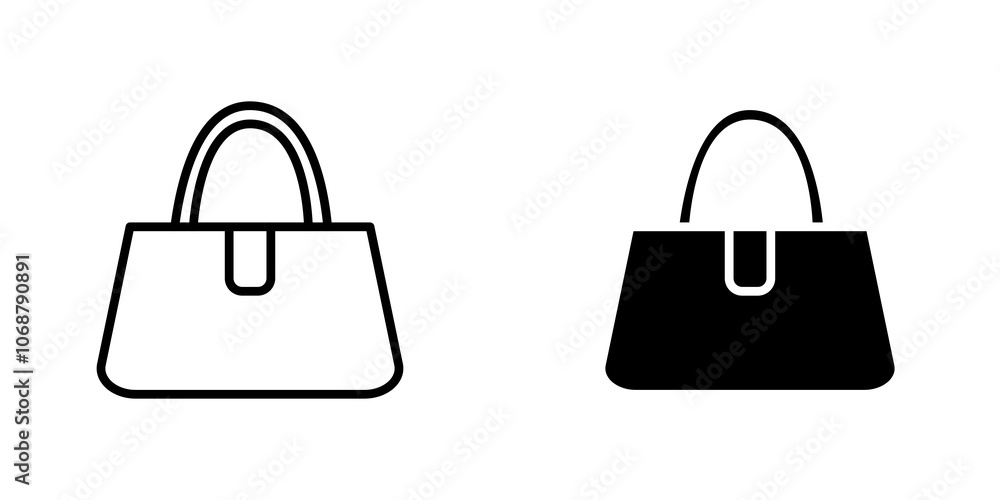 Handbag icon symbol collection on white background. Handbag icon symbol collection on white background.