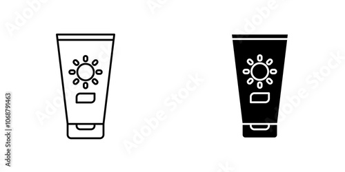 Sun cream icon symbol collection on white background.