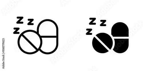 Sleeping pills icon symbol collection on white background.