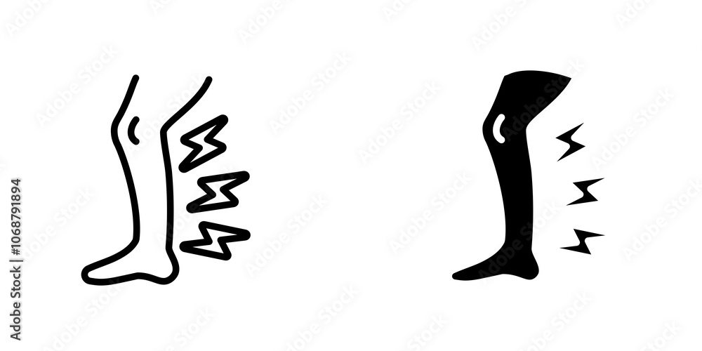 Shin pain icon symbol collection on white background. Shin pain icon symbol collection on white background.