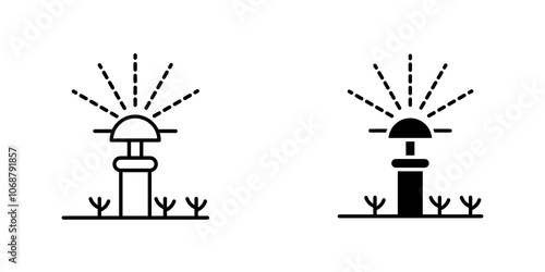 Lawn sprinkler icon symbol collection on white background.