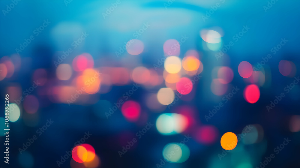 Blurred city lights in various colors, creating a soft, dreamy bokeh effect Blurred city lights in various colors, creating a soft, dreamy bokeh effect