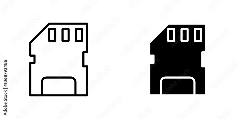 Memory card icon symbol collection on white background. Memory card icon symbol collection on white background.